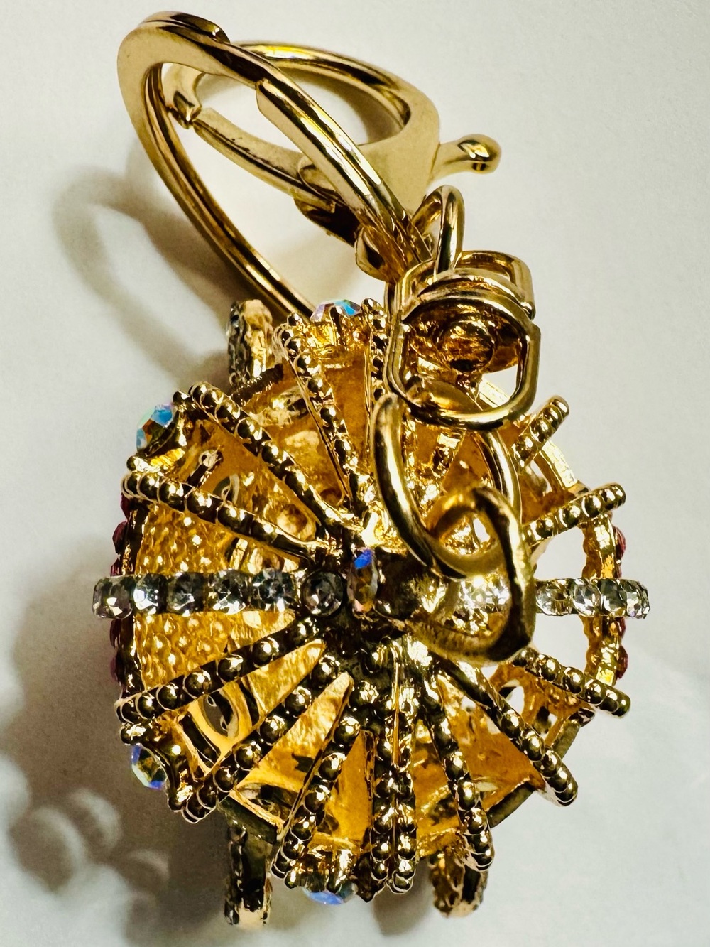 Gold Crown Carriage Charm with Pink Heart Crystals - Picture 8 of 8